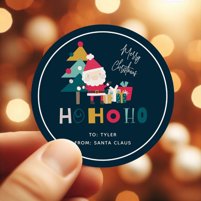 Sticker Rond Coute Ho Ho Ho Enfants Cadeau de Noël (Créateur téléchargé)