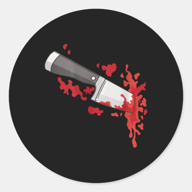 Sticker Rond Couteau Dans Le Ck Halloween Costume De Meurtre Co (Devant)