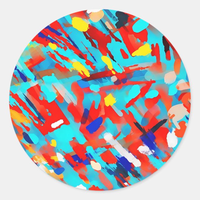 Sticker Rond Couteau de palette Abstrait coloré (Devant)