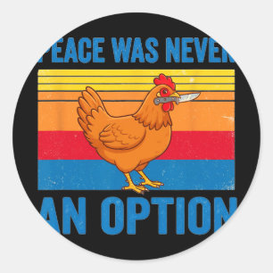 Sticker Rond Couteau Rétro La Paix Entre Poule Et Poussin N'a J