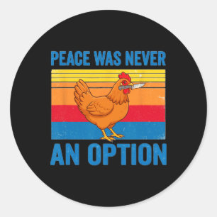 Sticker Rond Couteau Rétro La Paix Entre Poules Et Poussins N'a