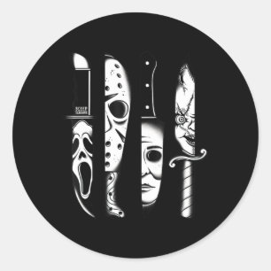 Sticker Rond Couteaux film d'horreur vendredi Halloween Horreur