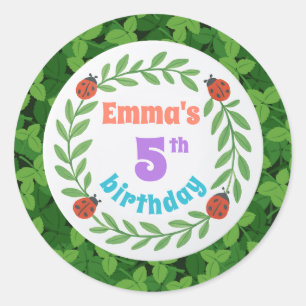 Sticker Rond Coutume Ladybug & Leaf 5e anniversaire