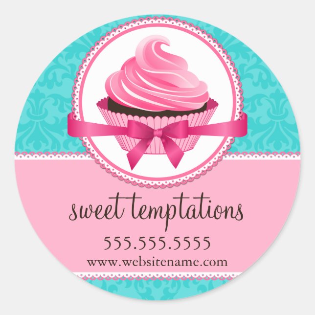 Sticker Rond Couture Cupcake Boulangerie Coffret Cachets (Devant)