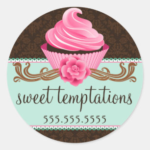 Sticker Rond Couture Cupcake Boulangerie Coffret Cachets