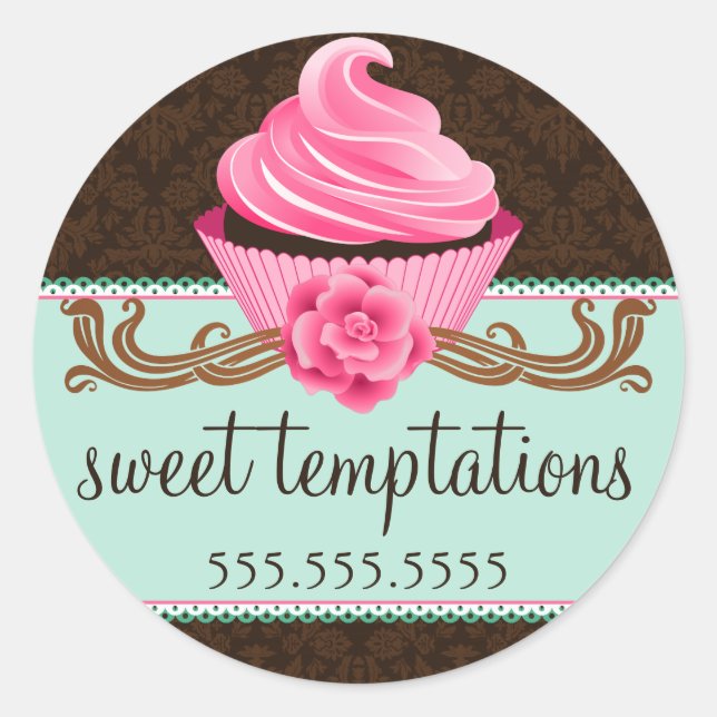 Sticker Rond Couture Cupcake Boulangerie Coffret Cachets (Devant)