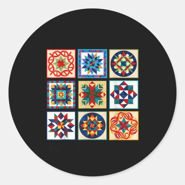 Sticker Rond Couture de patchwork drôle Faites un motif de patc (Devant)