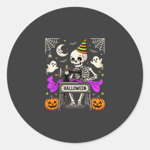 Sticker Rond Couture de squelette d'Halloween Fantôme Citrouill