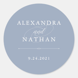 Sticker Rond Couture élégante   Dusty Blue Mariage