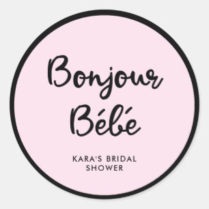 Sticker Rond Couture française   Baby shower noir et rose
