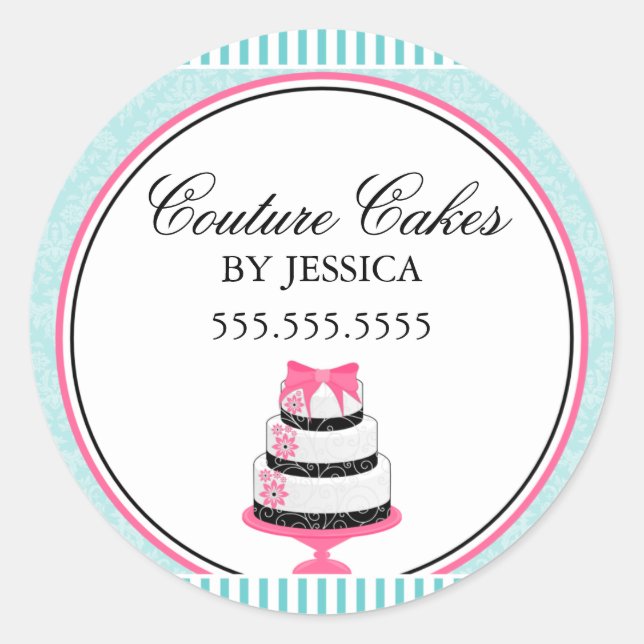 Sticker Rond Couture Gâteaux Aqua Boulangerie Couvercles (Devant)