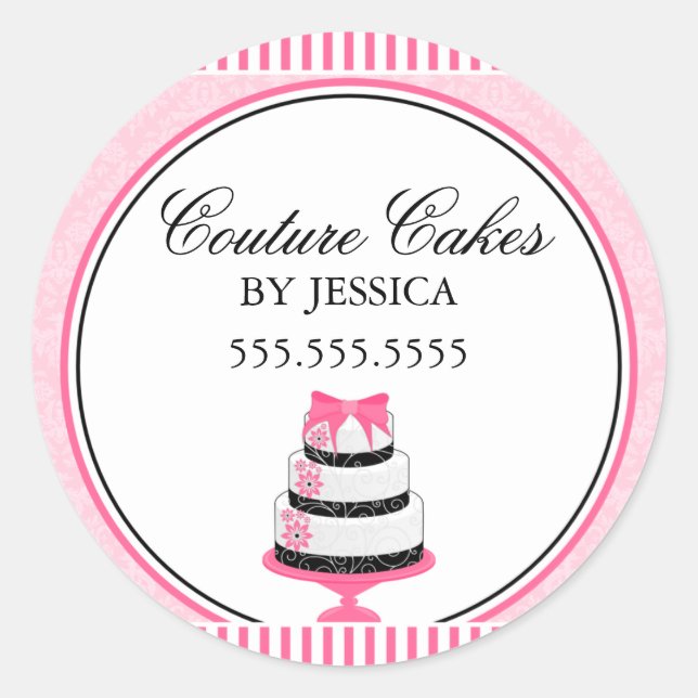 Sticker Rond Couture Gâteaux Pink Boulangerie Cachets (Devant)