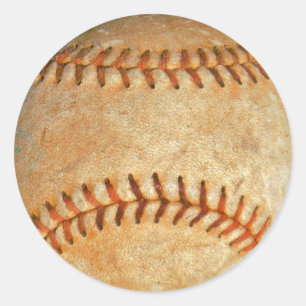 Sticker Rond Couture rouge vintage de baseball blanc