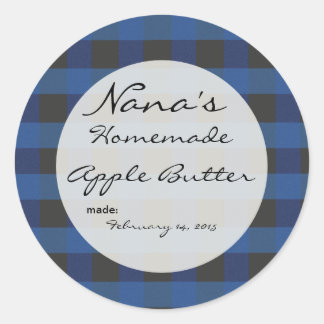 Sticker Rond Couvercle de couvercle de canne bleu plaid pour co