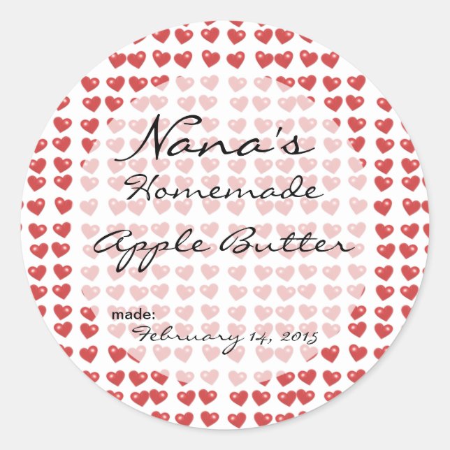 Sticker Rond Couvercle Heart Canning - dimensionné pour un couv (Devant)