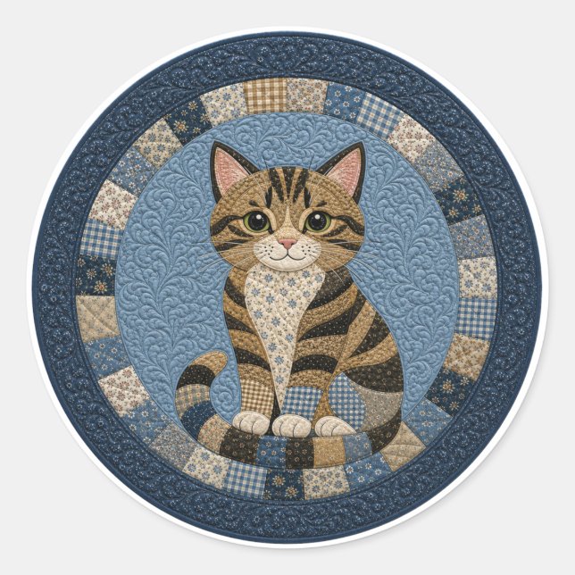 Sticker Rond Couverture de chat tigré  (Devant)