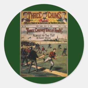 Sticker Rond Couverture du magazine Vintage Sports Baseball Thr
