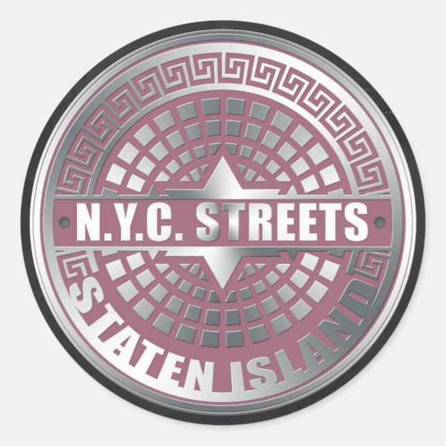 Sticker Rond Couvertures de trou d'homme Staten Island (Devant)