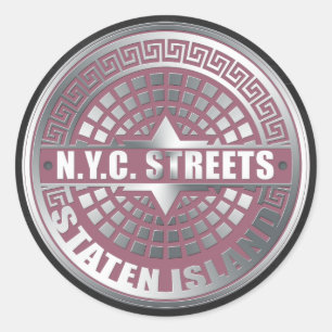 Sticker Rond Couvertures de trou d'homme Staten Island