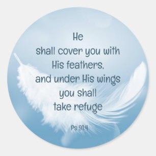 Sticker Rond Couvrez-Vous Avec Ses Plumes Bible Citation Ps 91: