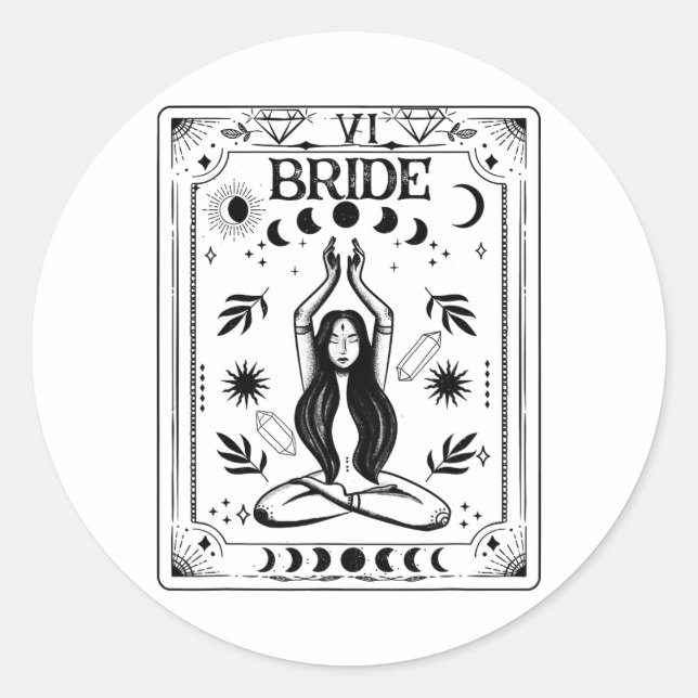 Sticker Rond Coven de mariée ensorcelante Tarot céleste gothiqu (Devant)