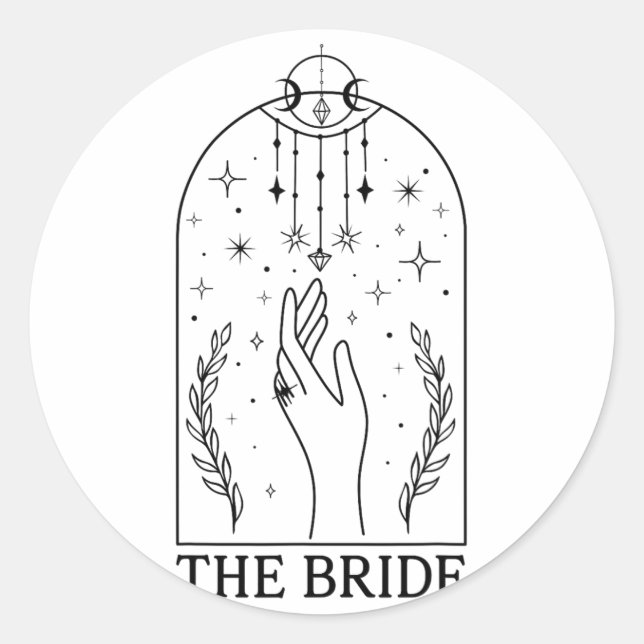 Sticker Rond Coven de mariée gothique Tarot Mariage EVJF (Devant)