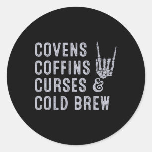 Sticker Rond Covens Coffins Curies Cold Brew Fall Halloween Spo
