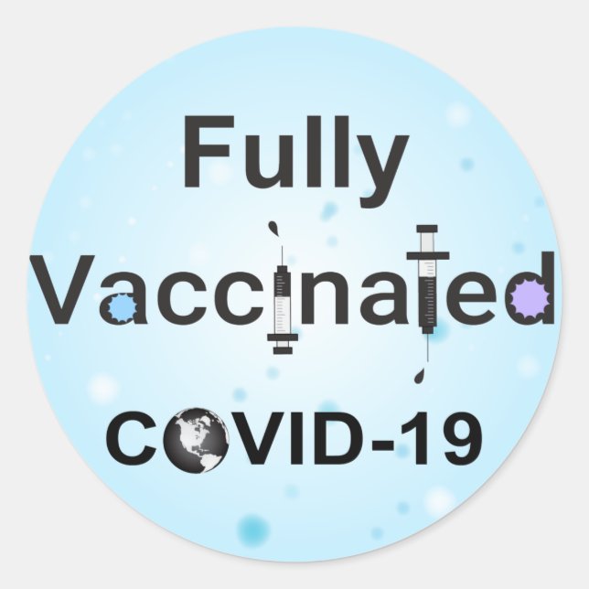 Sticker Rond COVID-19 entièrement vacciné (Devant)