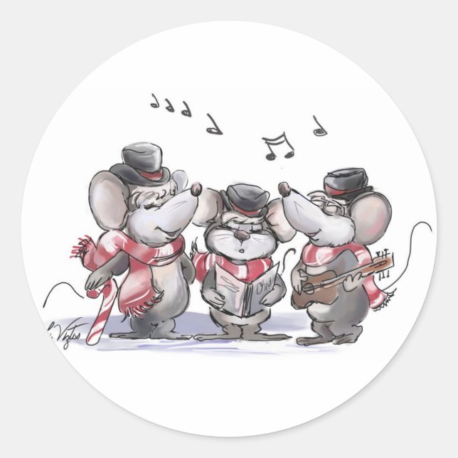Sticker Rond Covoiturage avec souris, Mac & Moe (Devant)