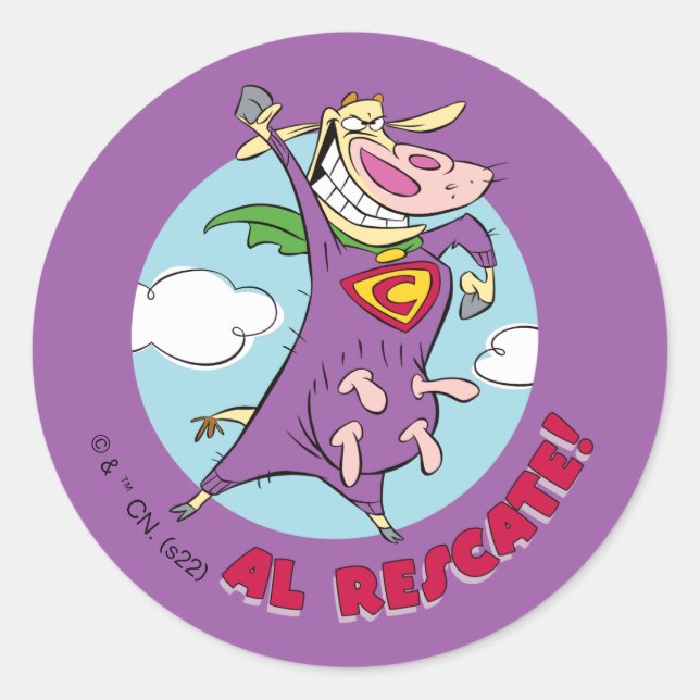 Sticker Rond Cow and Chicken Super Cow Al Rescate! (Devant)