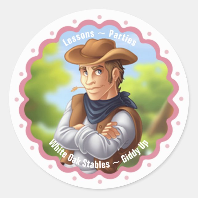Sticker Rond Cow-boy de l'Ouest (Devant)