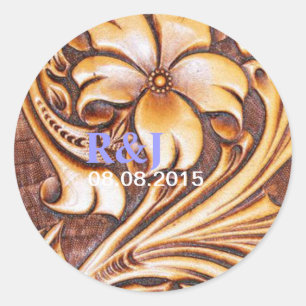 Sticker Rond Cow-boy de pays occidental vintage en cuir