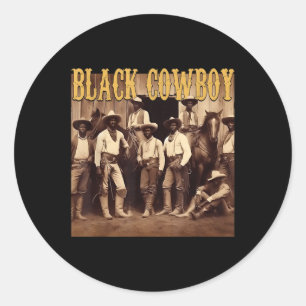 Sticker Rond Cow-boy Noir Rodeo Western Mélanine Histoire des N