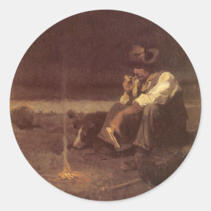 Sticker Rond Cow-boys western vintage, berger des plaines par N