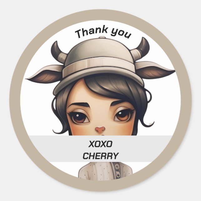 Sticker Rond Cow Girl (Devant)