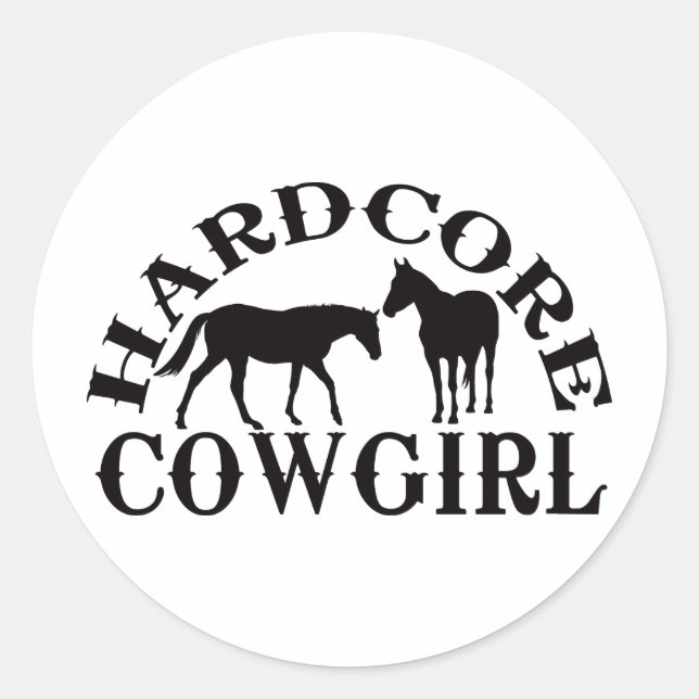 Sticker Rond Cow-girl hardcore A262 noir (Devant)