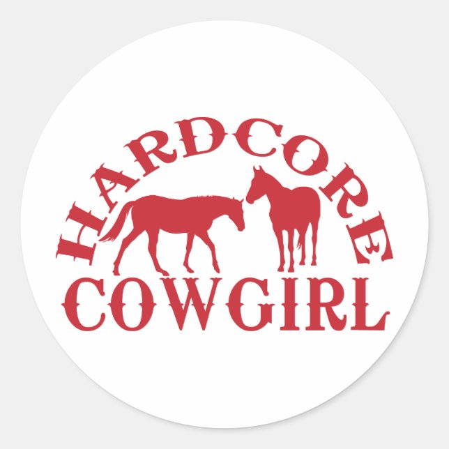 Sticker Rond Cow-girl hardcore A262 rouge (Devant)