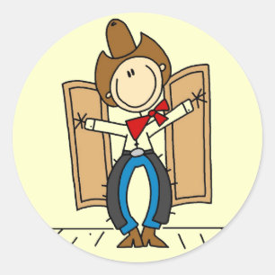 Sticker Rond Cowboy au Saloon Tshirts et Cadeaux