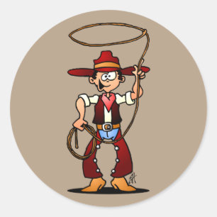 Sticker Rond Cowboy avec lasso