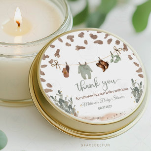 Sticker Rond Cowboy Baby shower Ouest