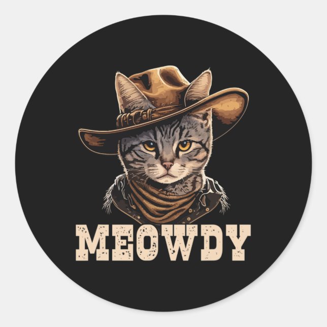Sticker Rond Cowboy Cat Meowdy (Devant)