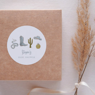 Sticker Rond Cowboy Country Baby shower Favoriser