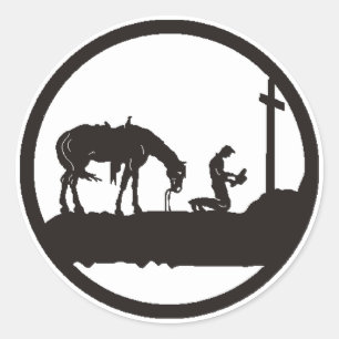 Sticker Rond cowboy de prière