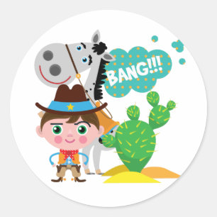 Sticker Rond Cowboy et Horse