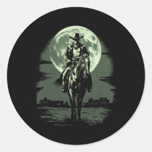 Sticker Rond Cowboy Horseck Riding Salon Gunfight Sheriff
