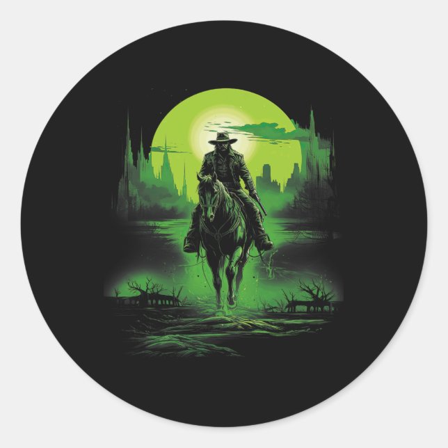 Sticker Rond Cowboy Horseck Riding Salon Gunfight Sheriff 1 (Devant)