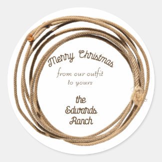 Sticker Rond Cowboy Lariat Joyeux Noël