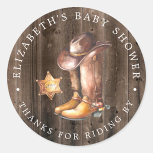 Sticker Rond Cowboy  Merci de Baby shower Drive-By Favor