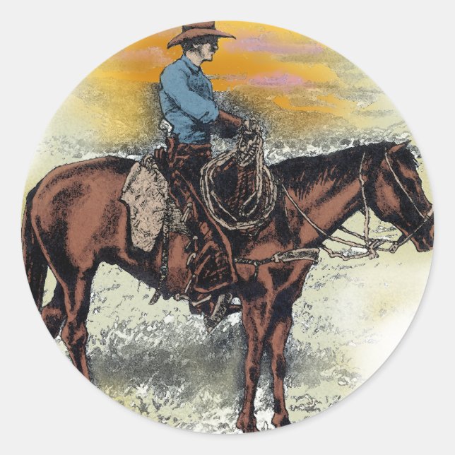 Sticker Rond Cowboy n Sunset (Devant)