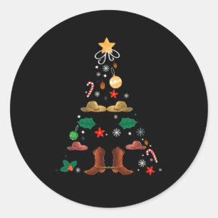 Sticker Rond Cowboy Noël Arbre Jour de l'année Ligne Danse Gif